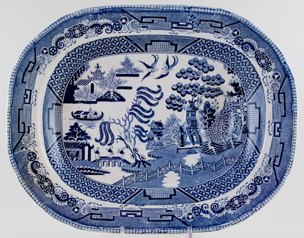 Meat Dish or Platter with tree and well c1840